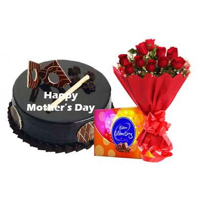 Mothers Day Chocolate Royal Cake, Bouquet & Cadbury Mothers Day Chocolate Royal Cake, Bouquet & Cadbury