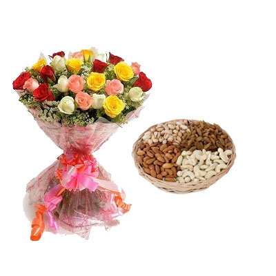 Mix Roses with Mix Dry Fruits