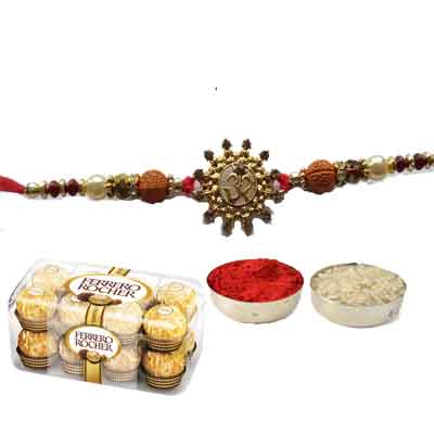 Beautiful Om Rakhi For Brother With Ferrero