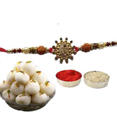 Beautiful Om Rakhi For Brother With Rasgulla Beautiful Om Rakhi For Brother With Rasgulla