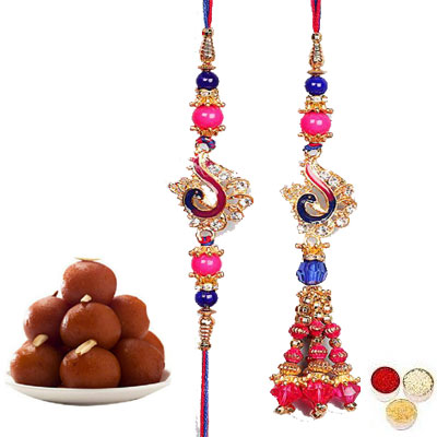 Lumba Rakhi For Brother Bhabi With Gulab Jamun Lumba Rakhi For Brother Bhabi With Gulab Jamun
