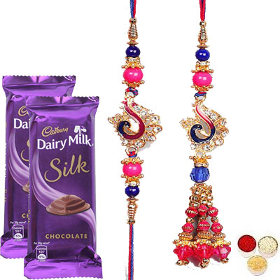 Lumba Rakhi For Brother Bhabi With Silk