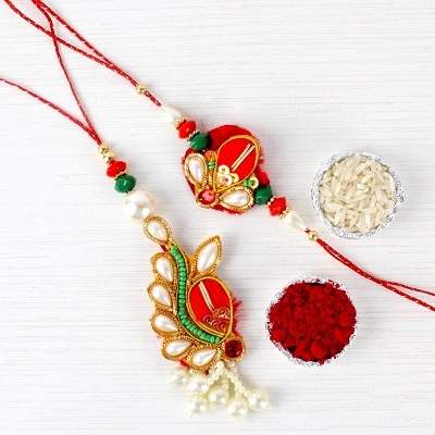 Lumba Rakhi Set For Brother Bhabhi Lumba Rakhi Set For Brother Bhabhi