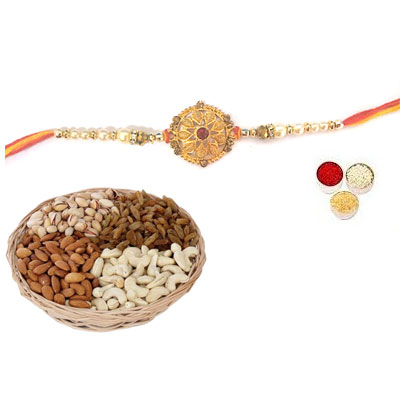 Well Designed Rakhi With Mix Dry Fruits