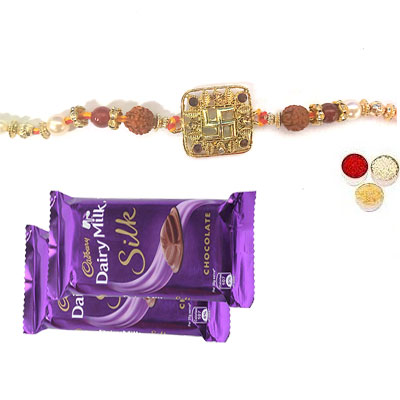 Swastik Rakhi For Bhai With Silk