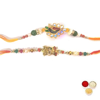 Set Of 2 Peacock Rakhi