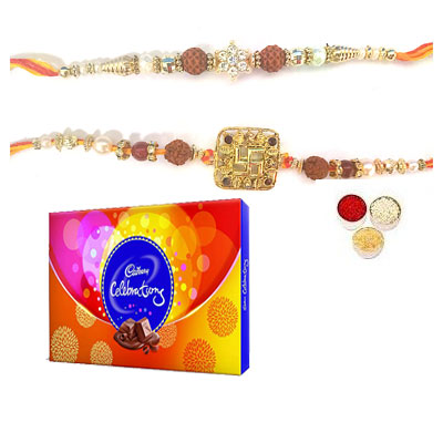 Set Of 2 Rudraksha Rakhi With Celebration Set Of 2 Rudraksha Rakhi With Celebration