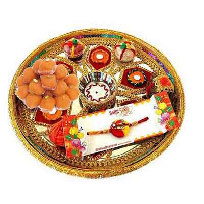 Rajasthani Rakhi Thali with Laddu Rajasthani Rakhi Thali with Laddu