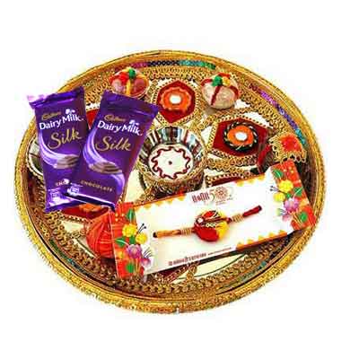 Rajasthani Rakhi Thali with Silk Rajasthani Rakhi Thali with Silk