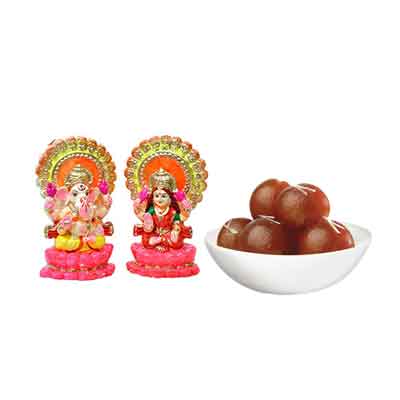 Laxmi Ganesh Idols with Gulab Jamun