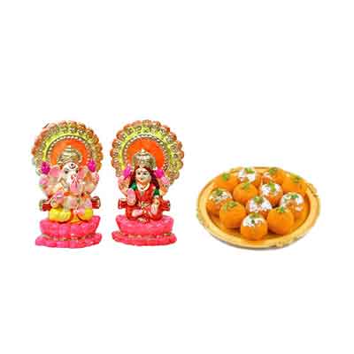 Laxmi Ganesh Idols with Laddu Laxmi Ganesh Idols with Laddu