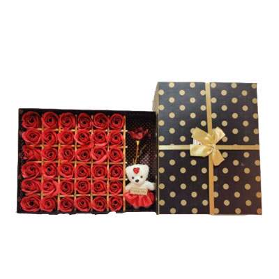 Red Roses with Teddy Bear Big Rectangular Box