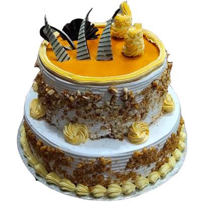 Eggless 2 Tier Butterscotch Cake