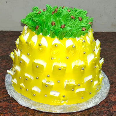 Eggless Pineapple Shape Cake