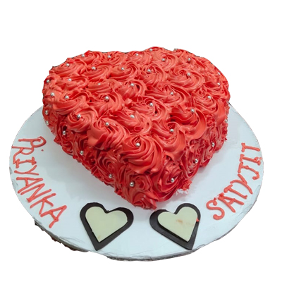 Eggless Strawberry Heart Shape Anniversary Cake