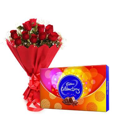 Red Roses Bouquet with Celebraton