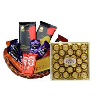 Indian Chocolate Basket with Big Ferrero Box