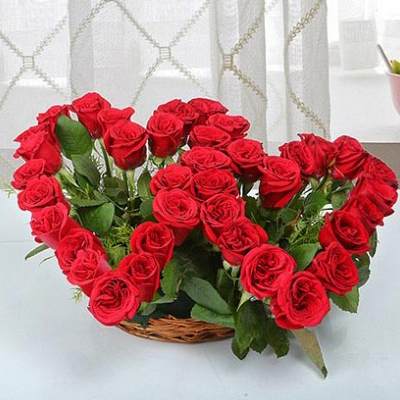 Red Roses Dual Heart Shape Arrangement