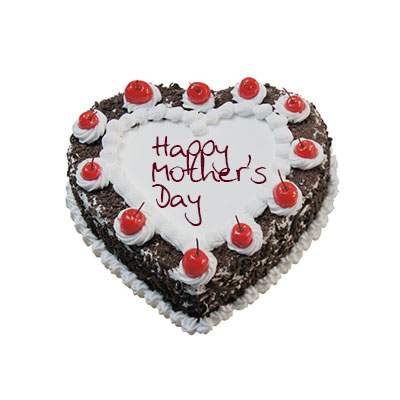 Happy Mothers Day Heart Shape Black Forest Cake