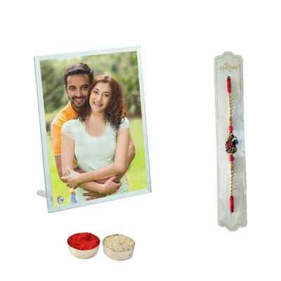 Rakhi with Glass Photo Frame