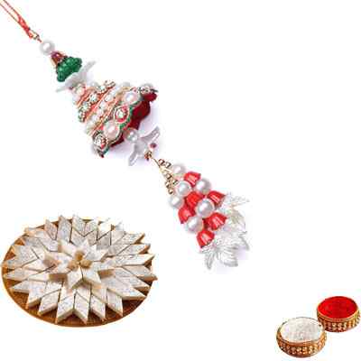 Pearl Lumba Rakhi for Bhabhi with katli Pearl Lumba Rakhi for Bhabhi with katli