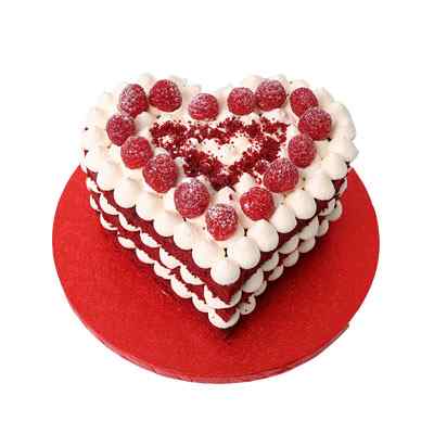 Heart Shaped Red Velvet Raspberry Cake