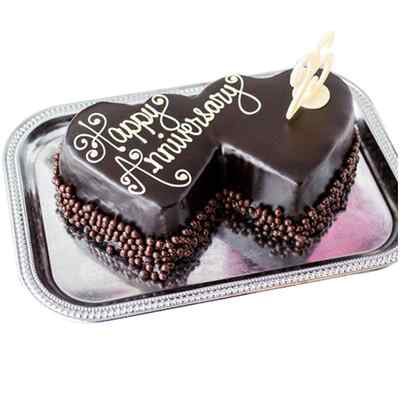 Double Heart Shaped Chocolate Anniversary Cake